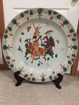 中国瓷器狩猎场景非常漂亮的超大型的瓷器大盆