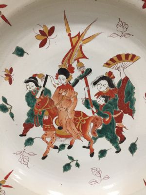 中国瓷器狩猎场景非常漂亮的超大型的瓷器大盆