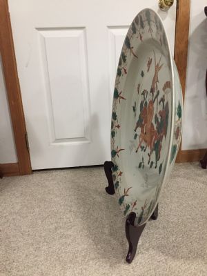 中国瓷器狩猎场景非常漂亮的超大型的瓷器大盆